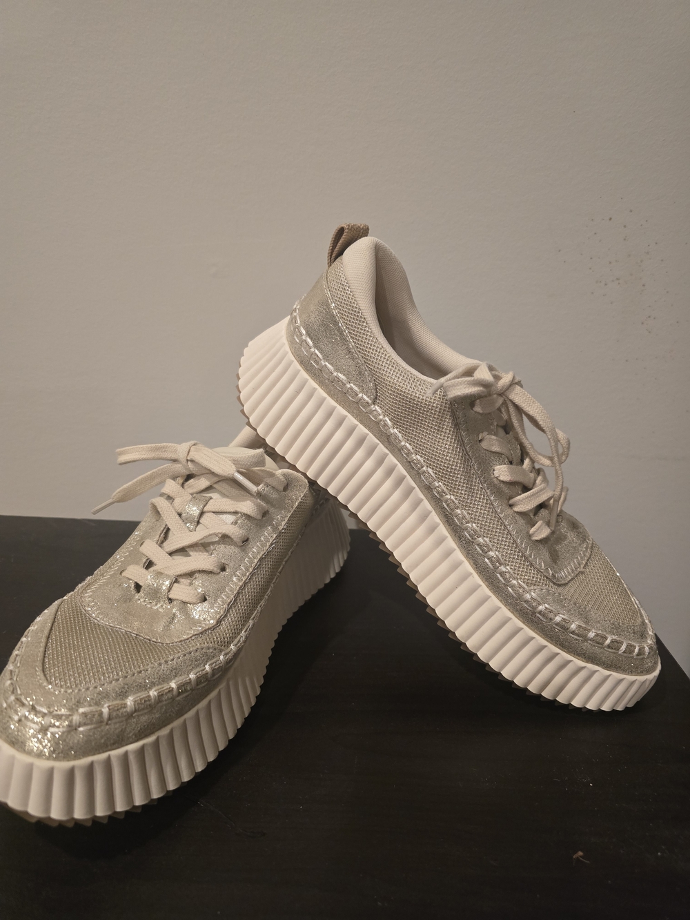 Dolce Vita Cream Platform Lace-Up Sneakers